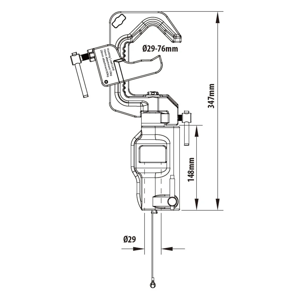 Зажим с головкой KUPO KCP-150 SWIVELING PIPE C CLAMP W/ UNIVERSAL HEAD