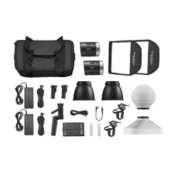 На фото изображено Комплект светодиодных осветителей Godox ML30Bi-K2 Kit для видеосъемки